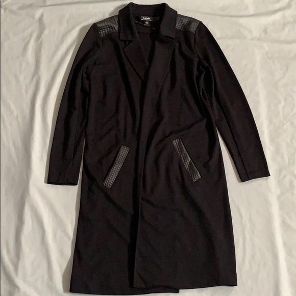 Kensie Jackets & Blazers - Black Kensie Moto Duster with Faux Leather Trim